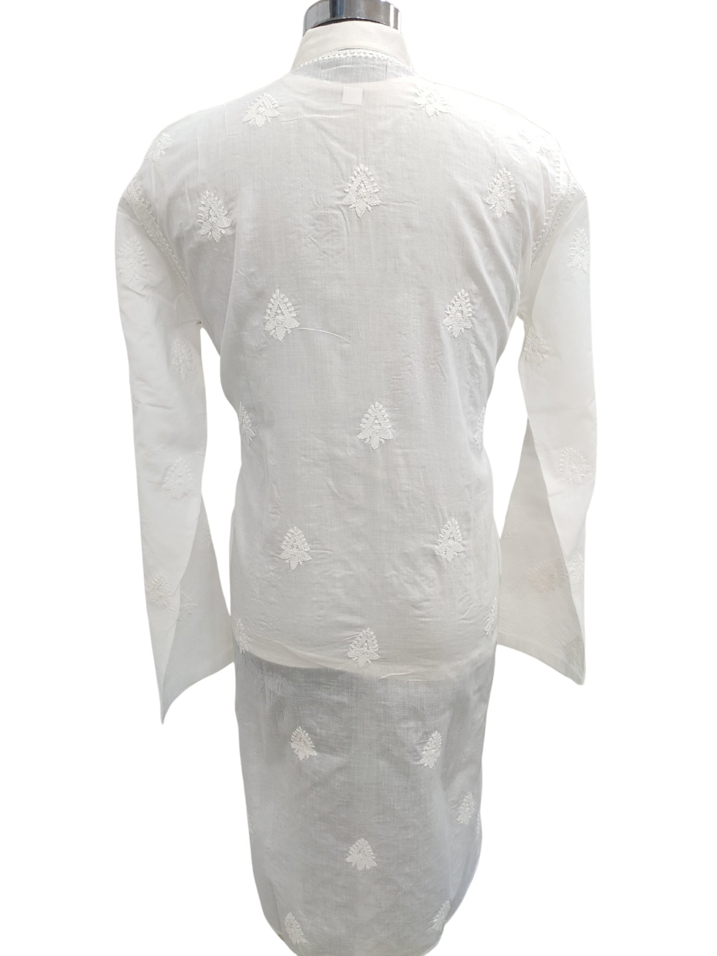 Shyamal Chikan Hand Embroidered White Cotton Lucknowi Chikankari Men's Kurta –S24619