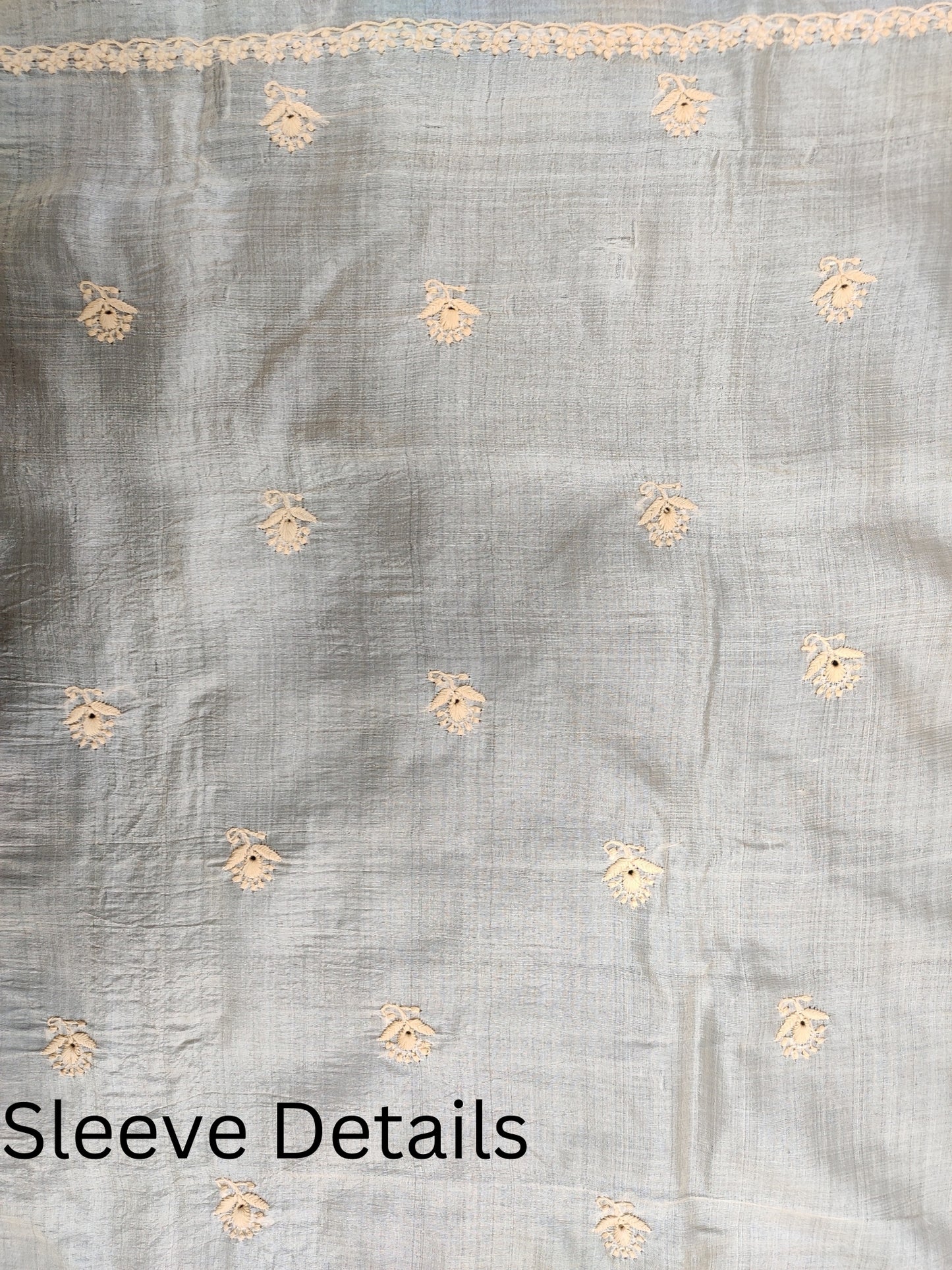 Shyamal Chikan Hand Embroidered Beige Pure Tusser Silk Lucknowi Chikankari Unstitched Men's Kurta Piece – S21718