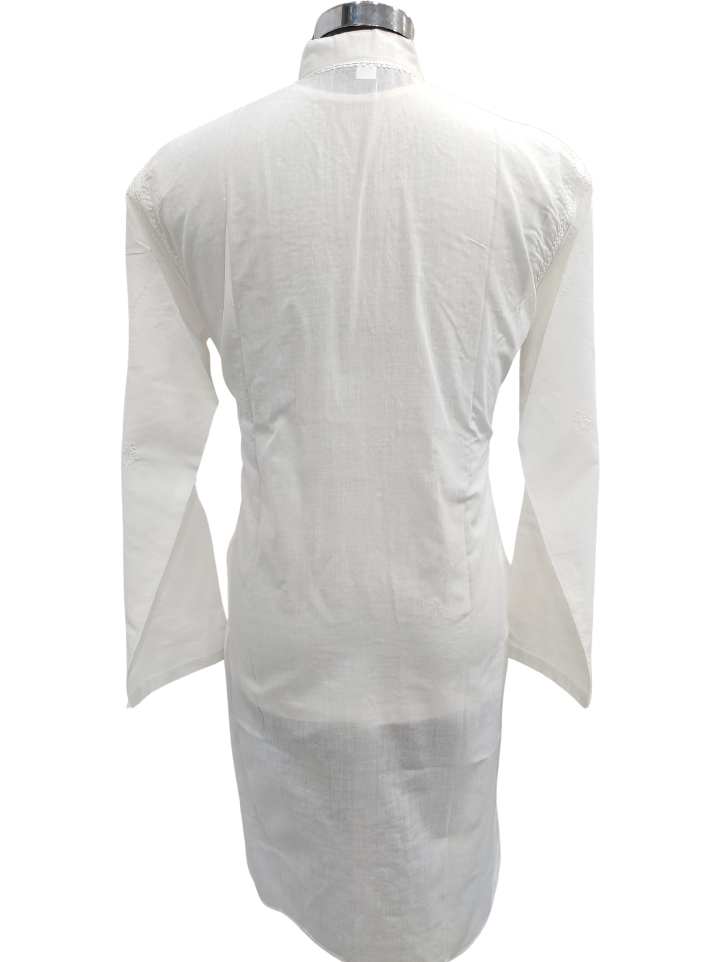 Shyamal Chikan Hand Embroidered White Cotton Lucknowi Chikankari Men's Kurta – S23645