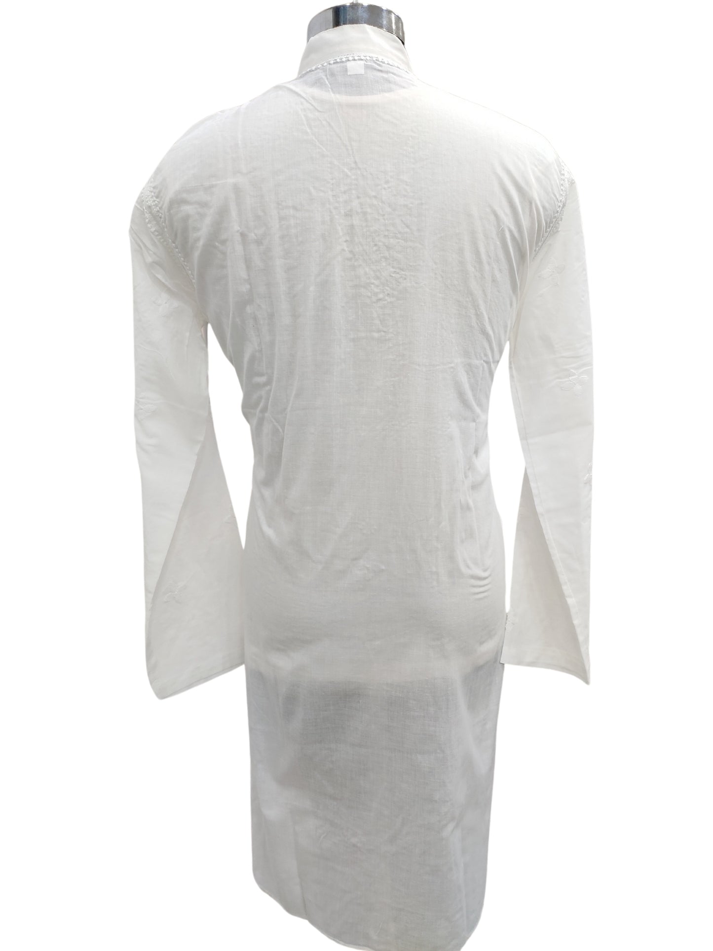 Shyamal Chikan Hand Embroidered White Cotton Lucknowi Chikankari Men's Kurta – S23630