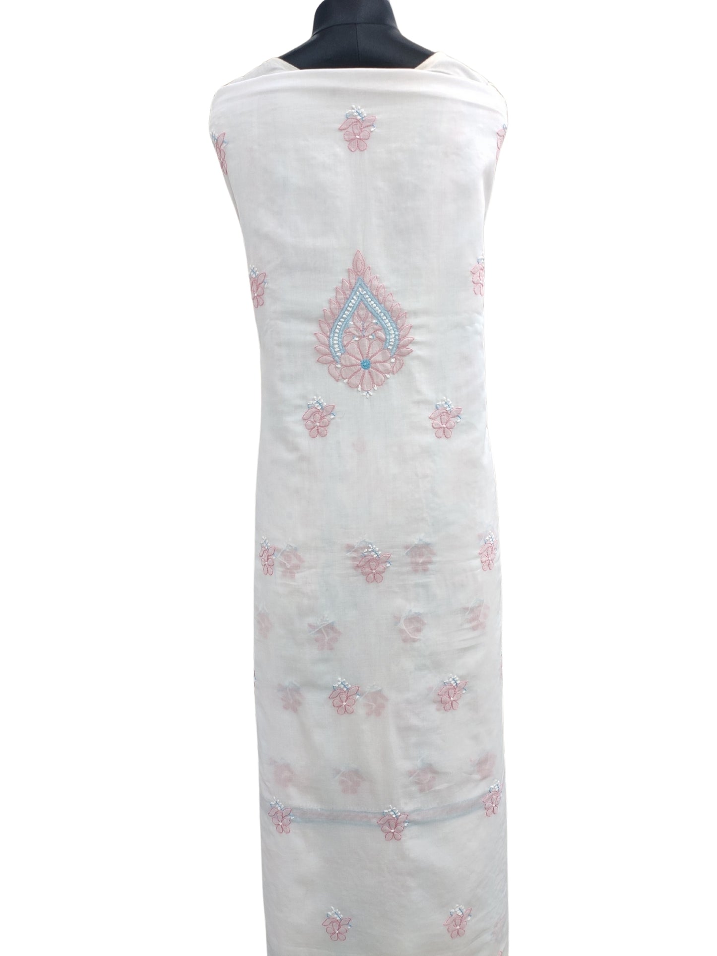 Shyamal Chikan Hand Embroidered White Pure Cotton Lucknowi Chikankari Unstitched Suit Piece - S25120