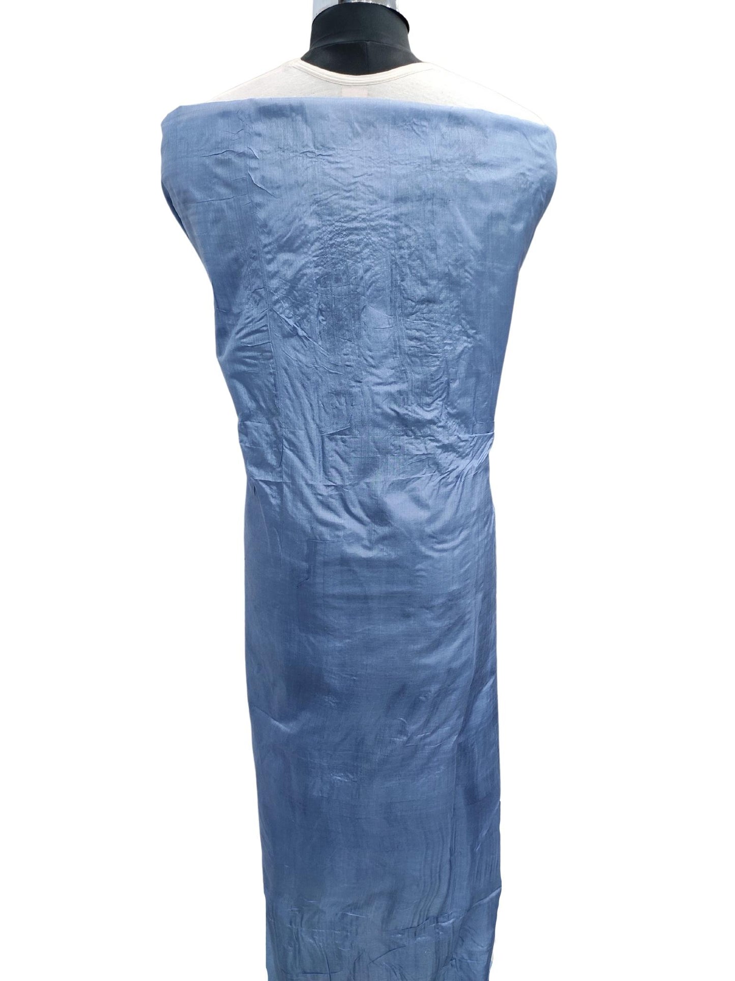 Shyamal Chikan Hand Embroidered Blue Pure Tusser Silk Lucknowi Chikankari Unstitched Men's Kurta Piece – S21359