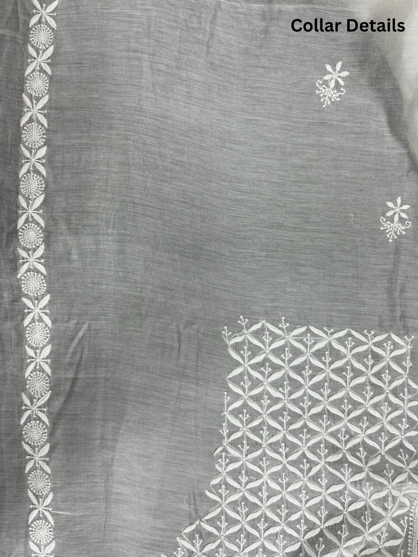 Shyamal Chikan Hand Embroidered White Chanderi Lucknowi Chikankari Unstitched Men's Kurta Piece – S20490