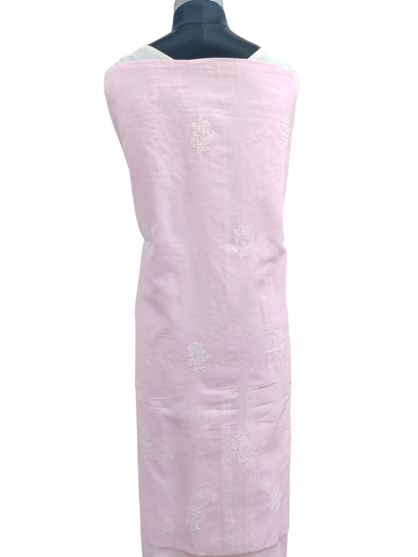 Shyamal Chikan Hand Embroidered Pink Cotton Lucknowi Chikankari Unstitched Suit Piece - S24748