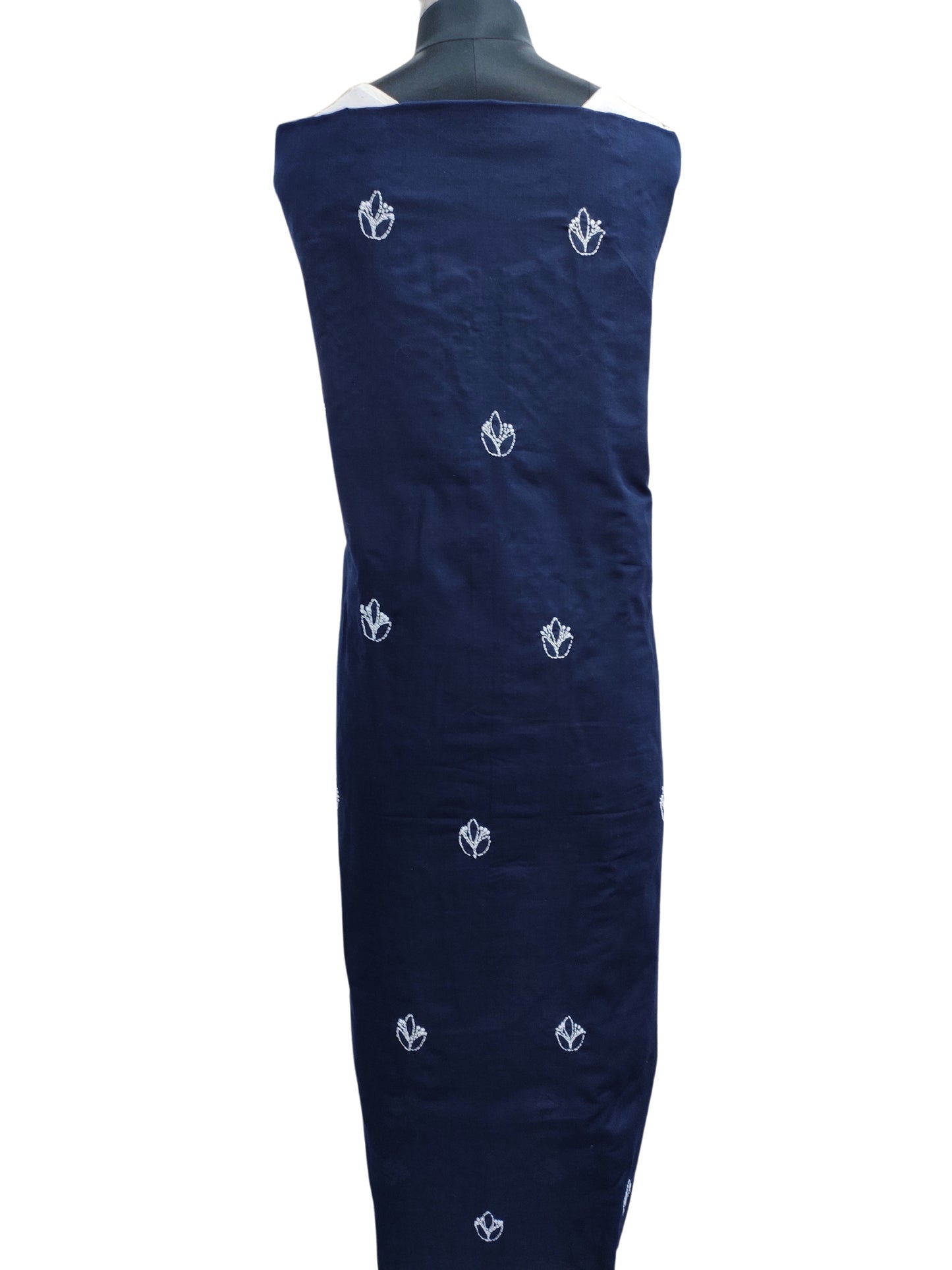 Shyamal Chikan Hand Embroidered Navy Blue Cotton Lucknowi Chikankari Unstitched Suit Piece - S25408