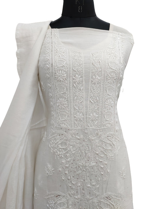 Buy Pandadi Saree Elegant Georgette Dress Material Suit with Chicken Work  Dupatta Online at Best Prices in India - JioMart.