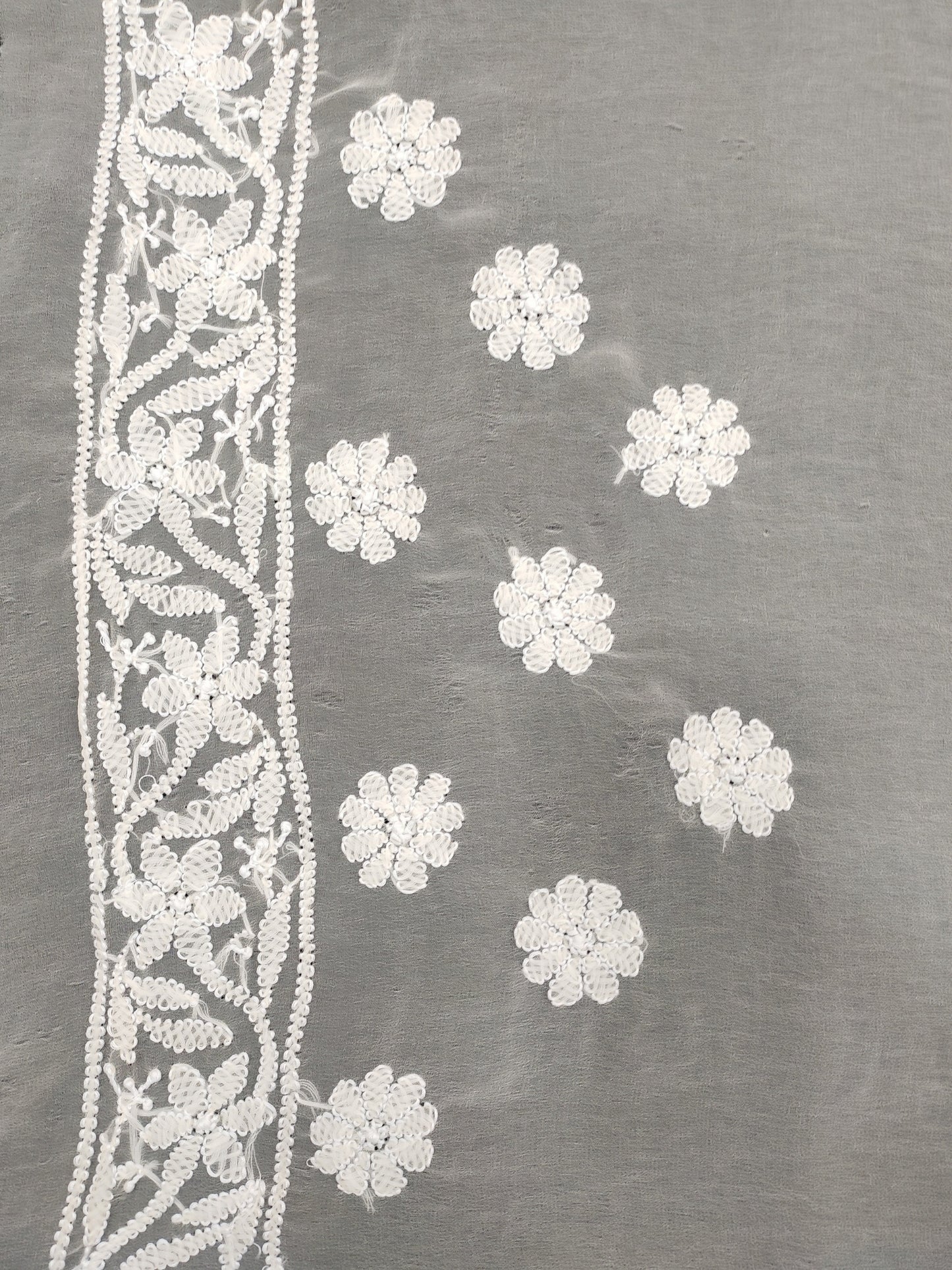 Shyamal Chikan Hand Embroidered Beige Georgette Lucknowi Chikankari Skirt Saree With Blouse Piece - S21932