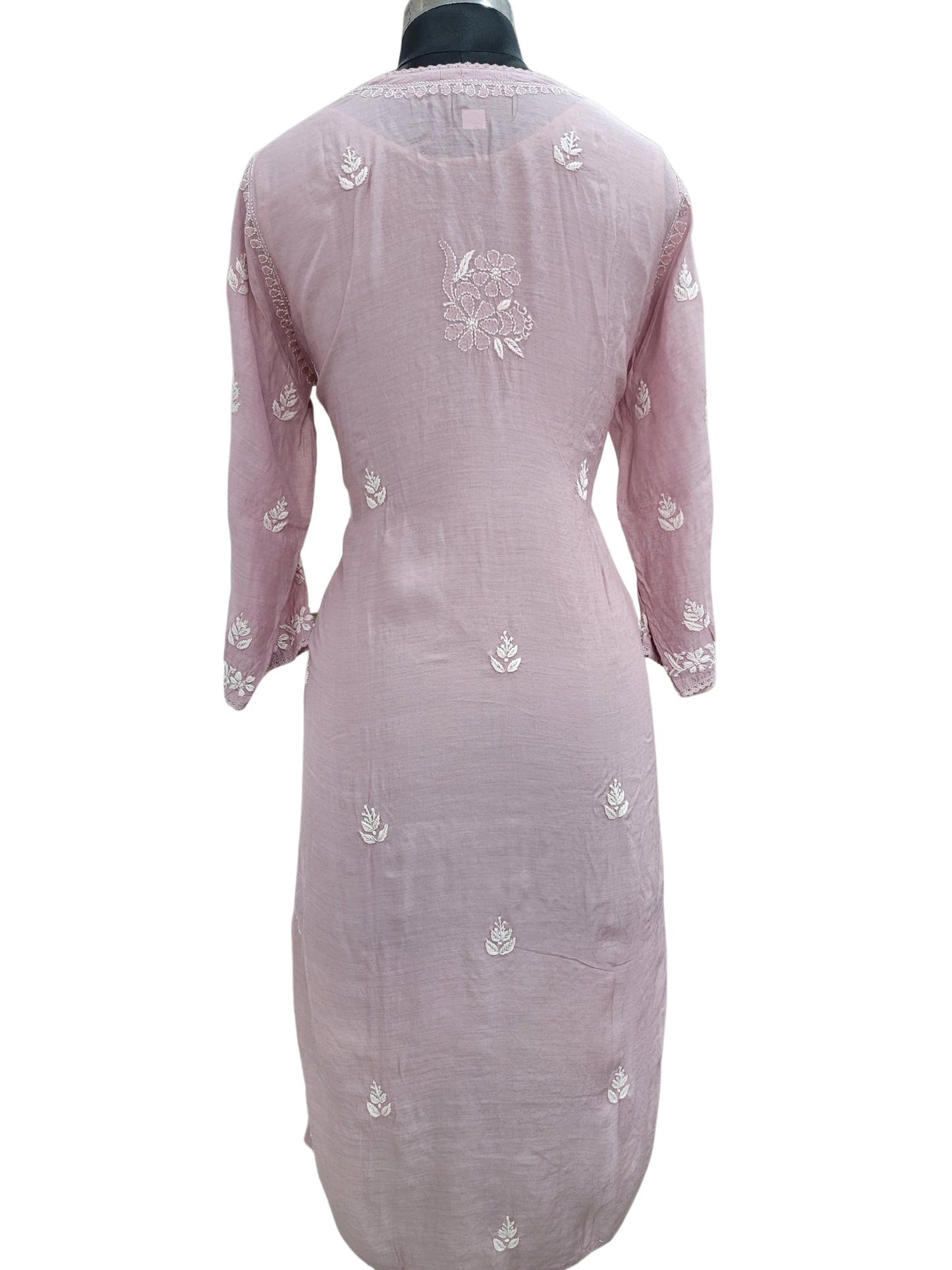 Shyamal Chikan Hand Embroidered Plum Muslin Lucknowi Chikankari Kurti - S24272