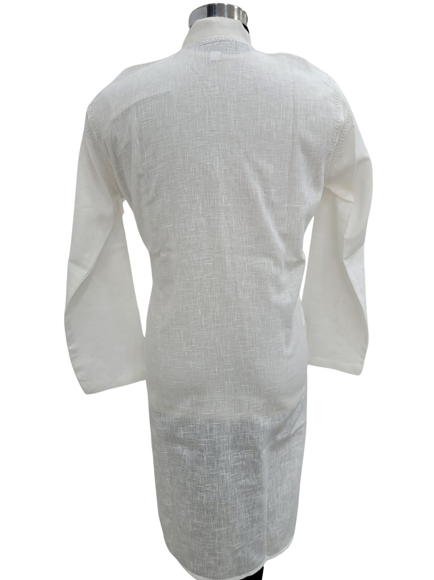 Shyamal Chikan Hand Embroidered White Cotton Lucknowi Chikankari Men's Kurta - S25178