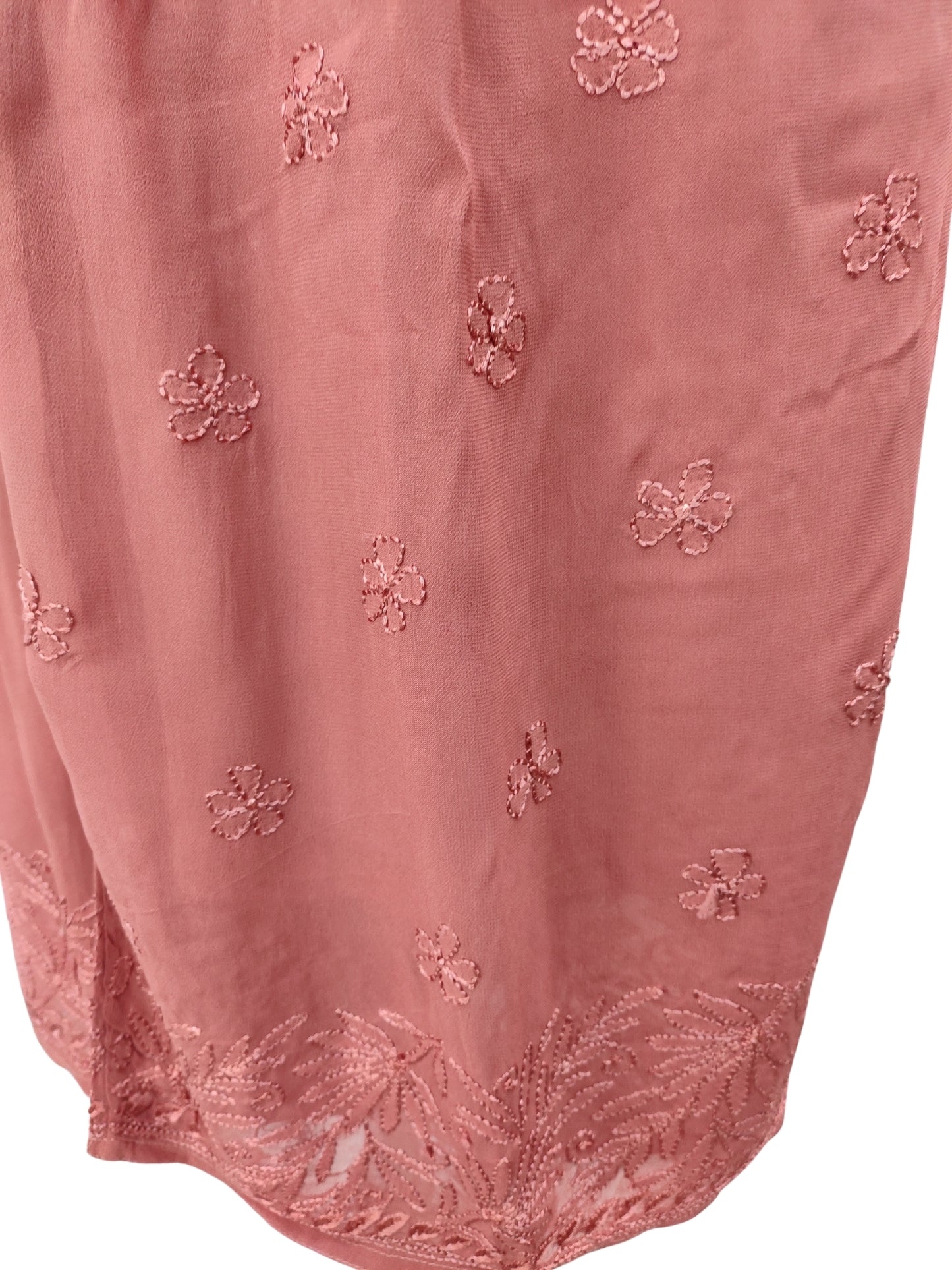 Shyamal Chikan Hand Embroidered Copper Viscose Georgette Lucknowi Chikankari Kurta and Bottom Set - 23674