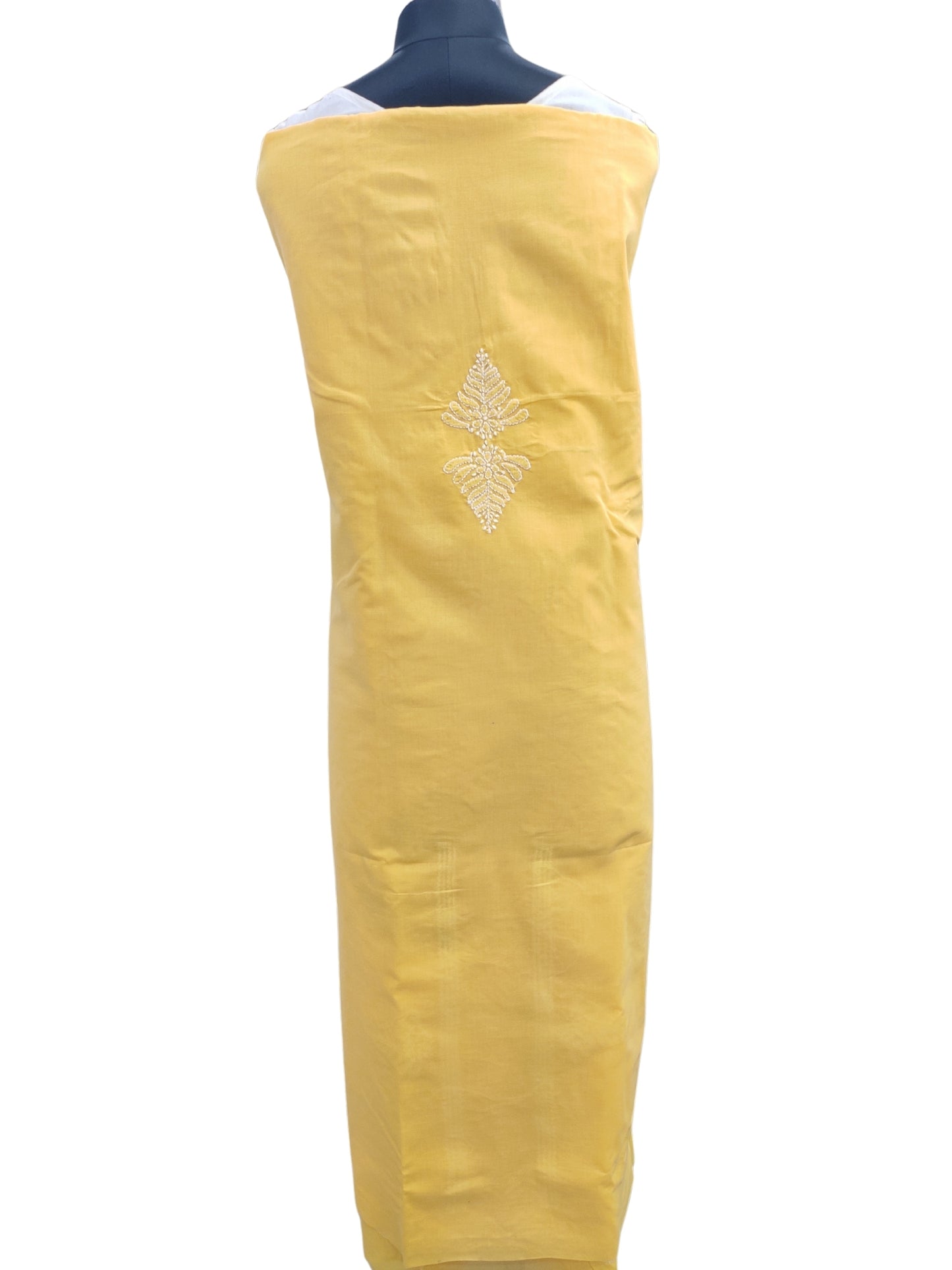 Shyamal Chikan Hand Embroidered Yellow Cotton Lucknowi Chikankari Unstitched Suit Piece - S24758