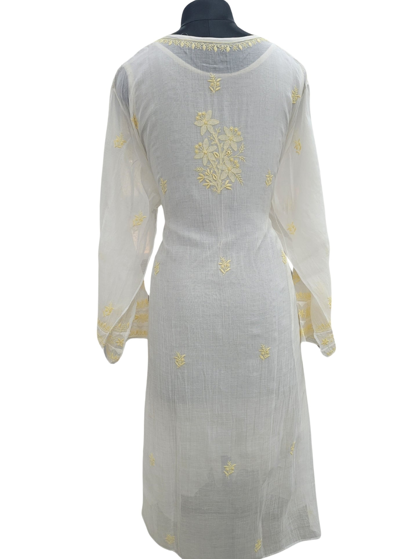 Shyamal Chikan Hand Embroidered White American Cotton Lucknowi Chikankari semi stitched Suit Piece (Kurta Dupatta Set) - S25100