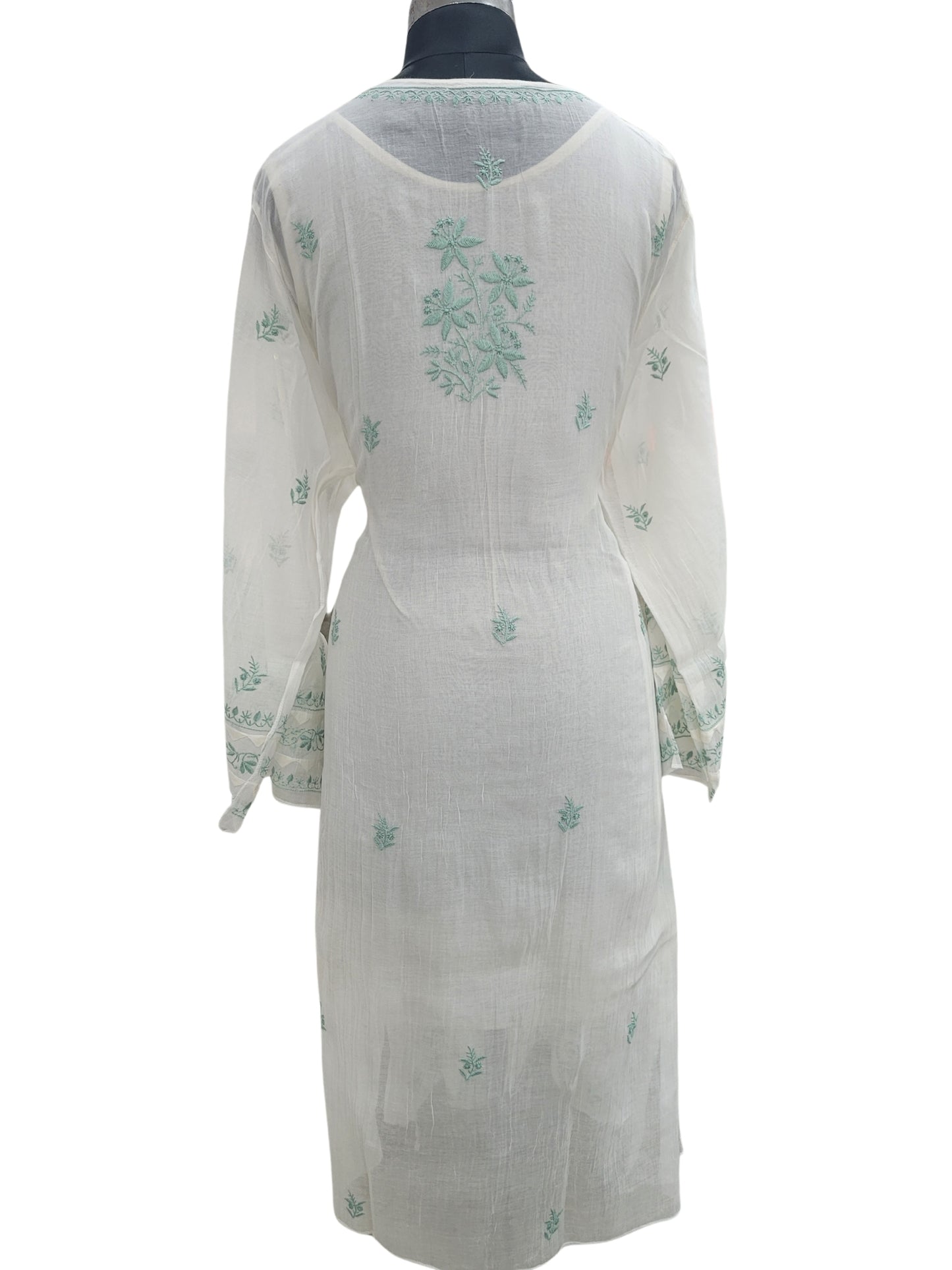 Shyamal Chikan Hand Embroidered White American Cotton Lucknowi Chikankari semi stitched Suit Piece (Kurta Dupatta Set) - S25101