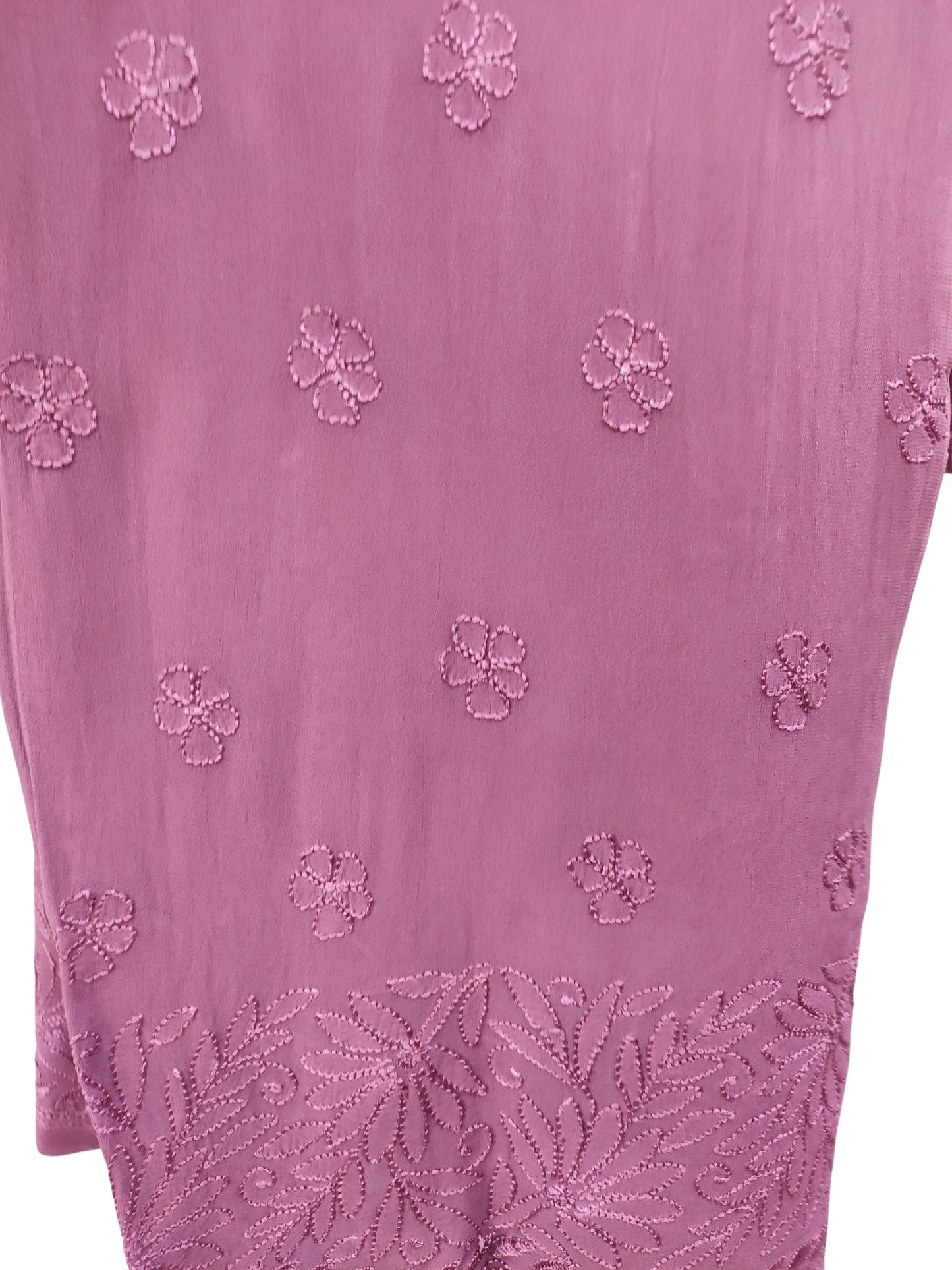 Shyamal Chikan Hand Embroidered Wine Viscose Georgette Lucknowi Chikankari Kurta and Bottom Set - 23661