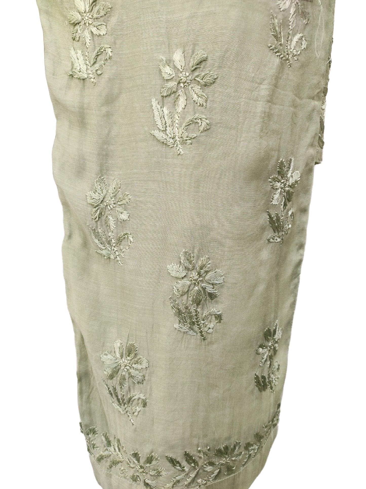 Shyamal Chikan Hand Embroidered Green Muslin Lucknowi Chikankari Kurta and Bottom Set - 23579