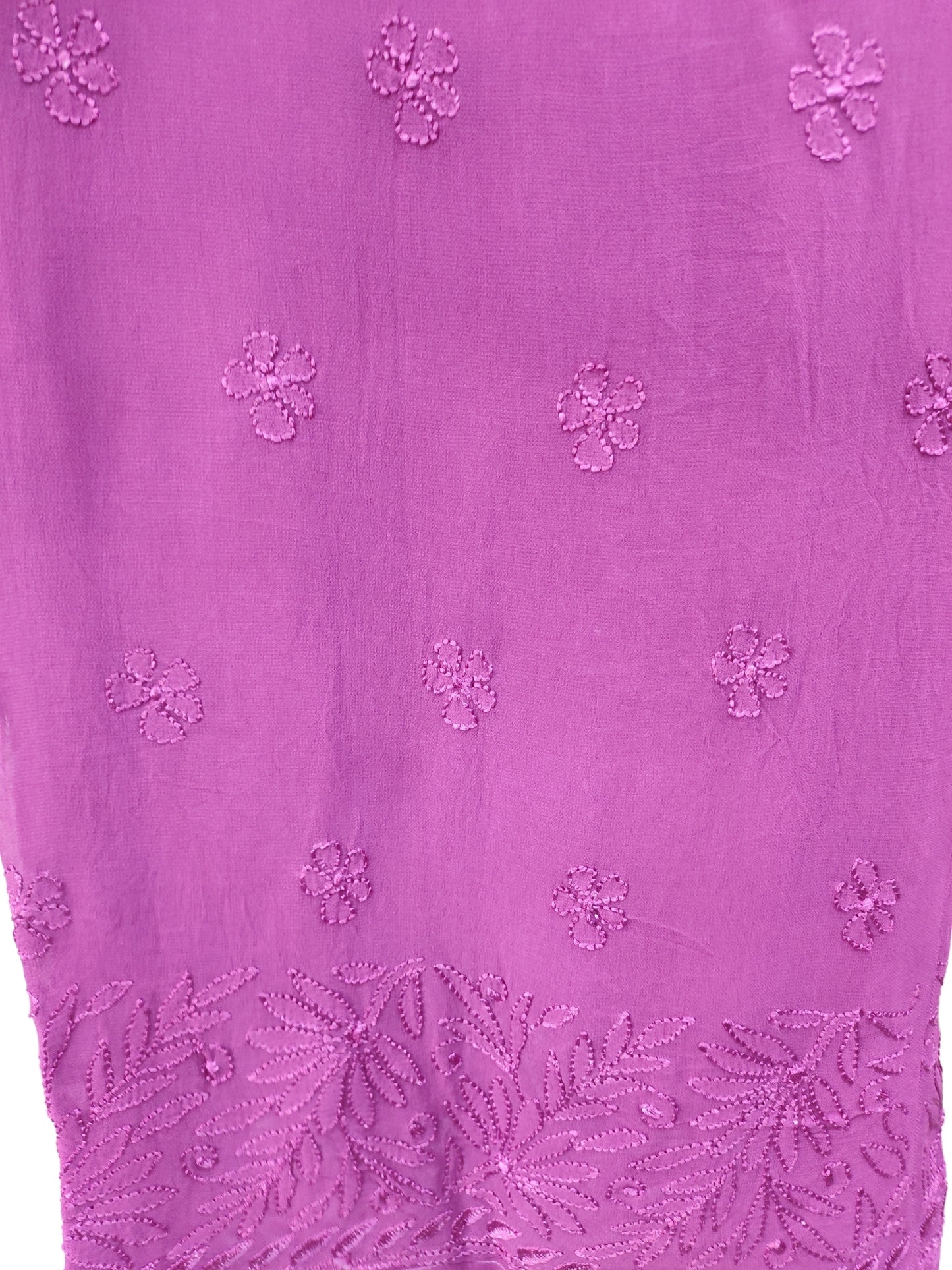 Shyamal Chikan Hand Embroidered Magenta Viscose Georgette Lucknowi Chikankari Kurta and Bottom Set - 23666