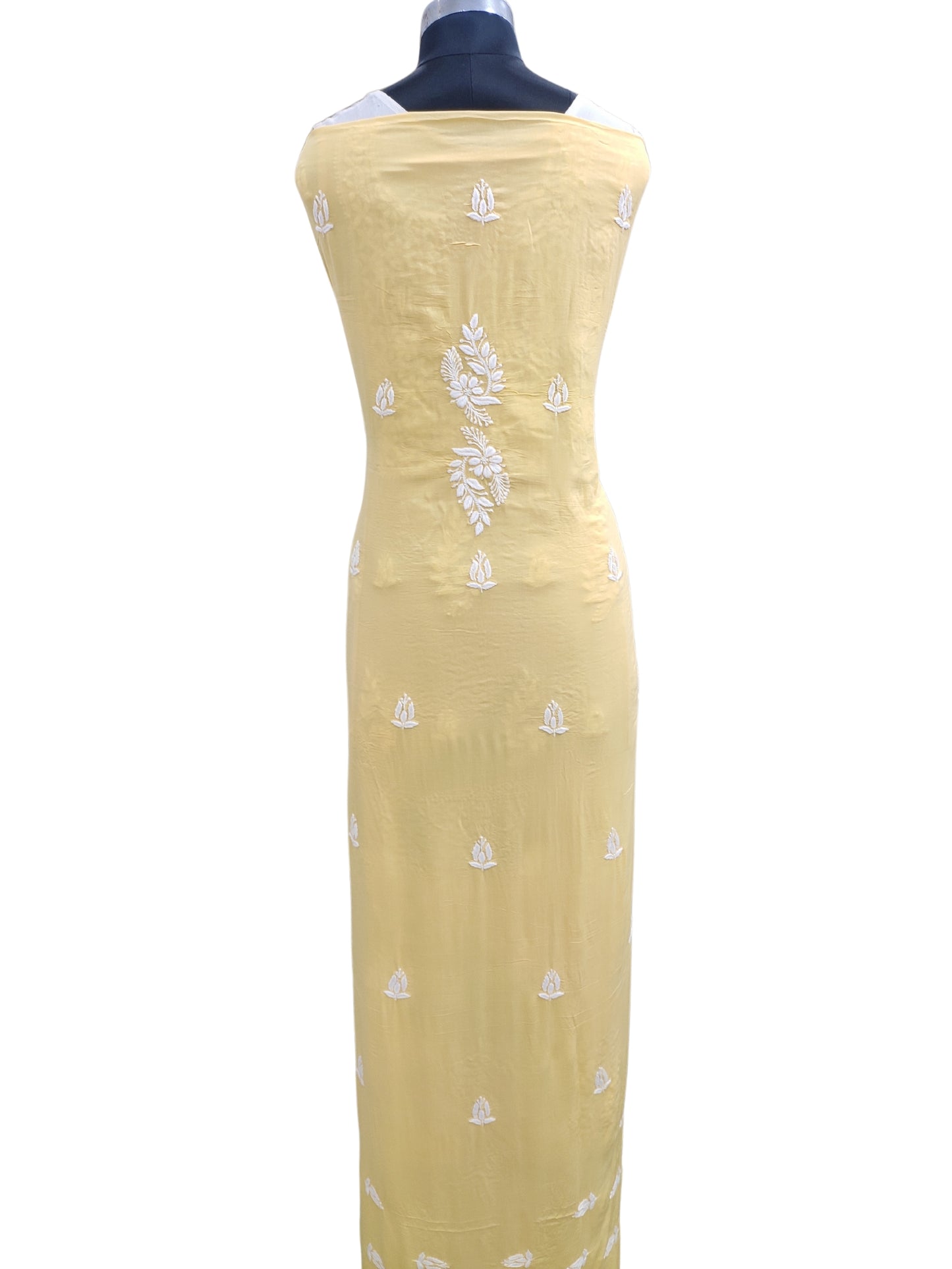 Shyamal Chikan Hand Embroidered Yellow Modal Cotton Lucknowi Chikankari Unstitched Kurta Piece - S25306