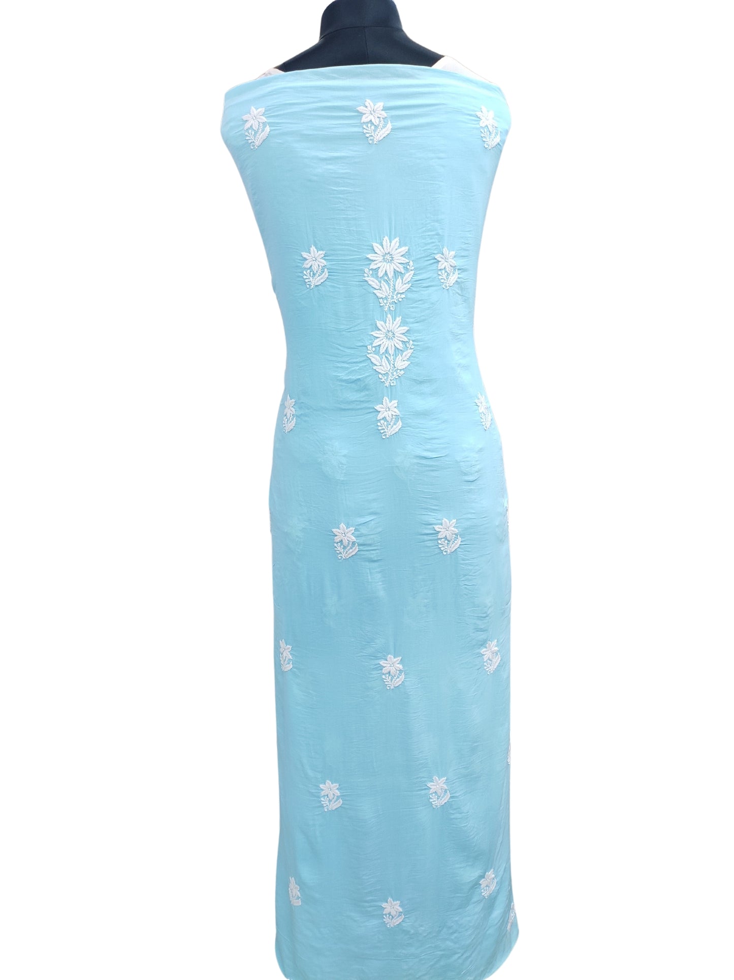 Shyamal Chikan Hand Embroidered Blue Modal Lucknowi Chikankari Unstitched Suit Piece - S25262