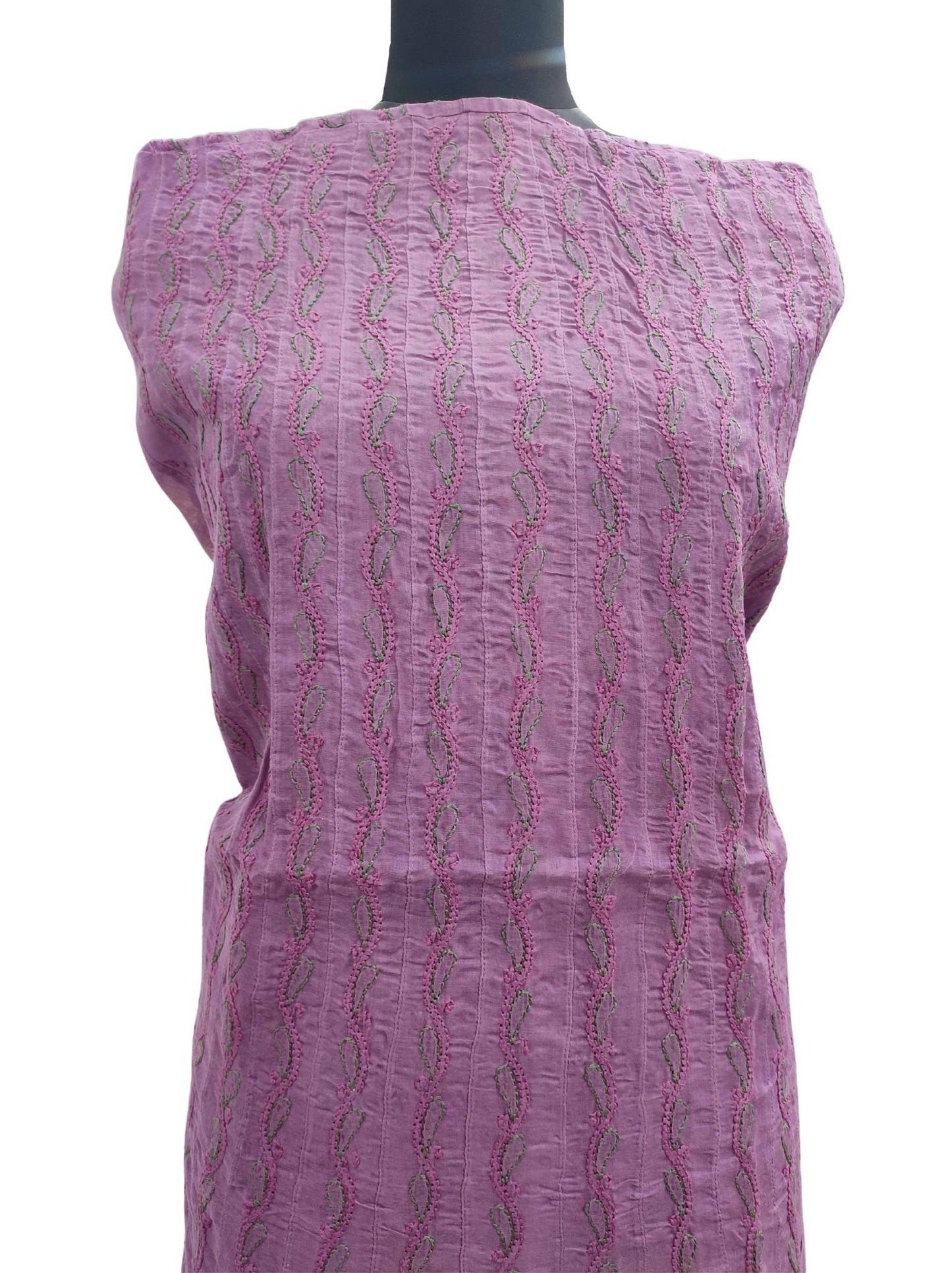 Shyamal Chikan Hand Embroidered Purple Cotton Lucknowi Chikankari Unstitched Anarkali Length - S11756