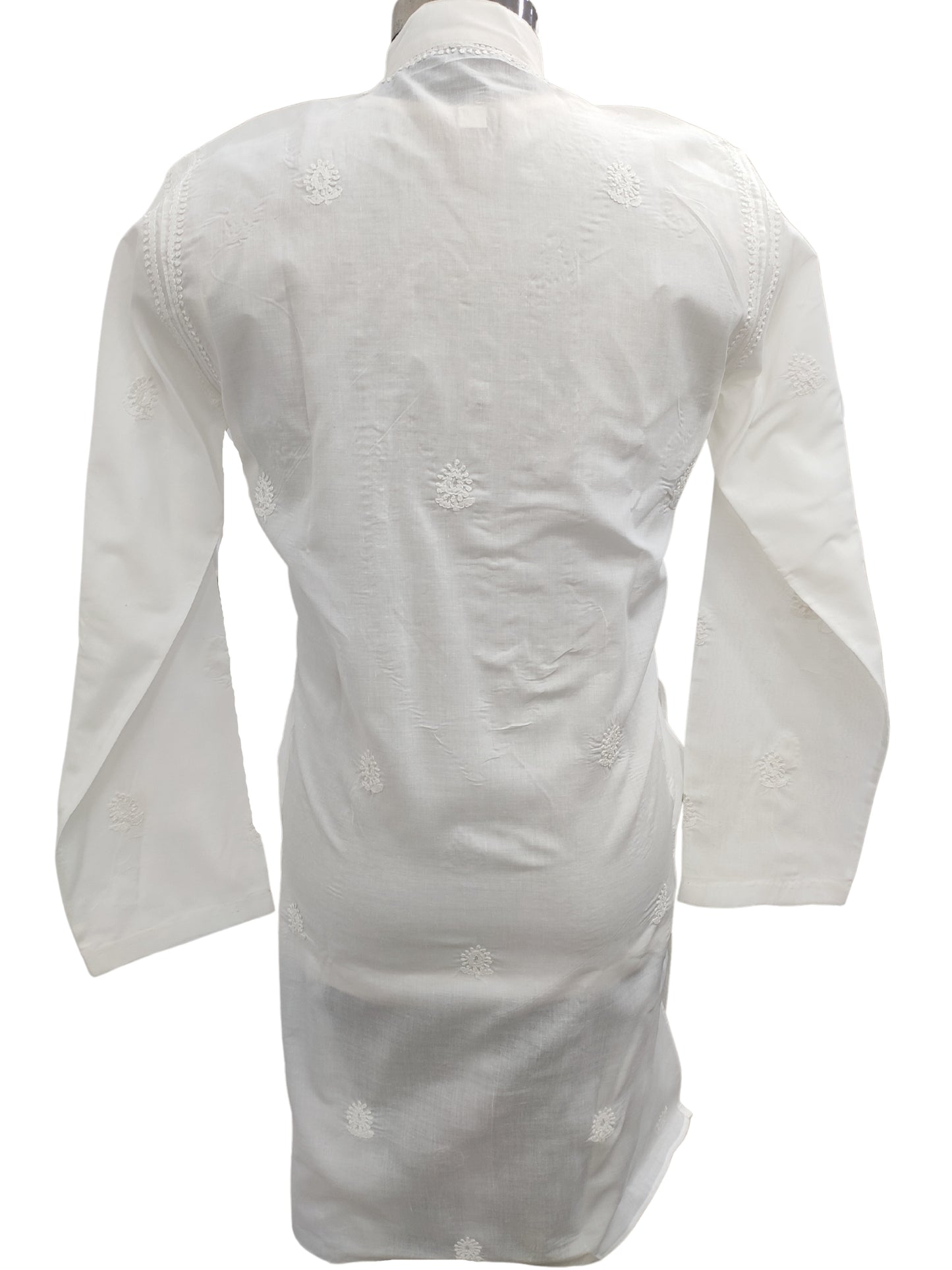 Shyamal Chikan Hand Embroidered White Cotton Lucknowi Chikankari Men's Kurta– S17750