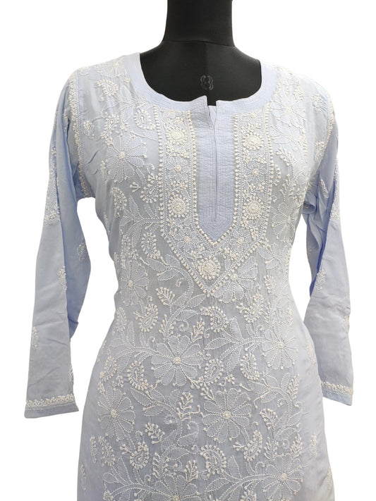 Shyamal Chikan Hand Embroidered Lavender Modal Lucknowi Chikankari Kurta and Bottom Set - S16234