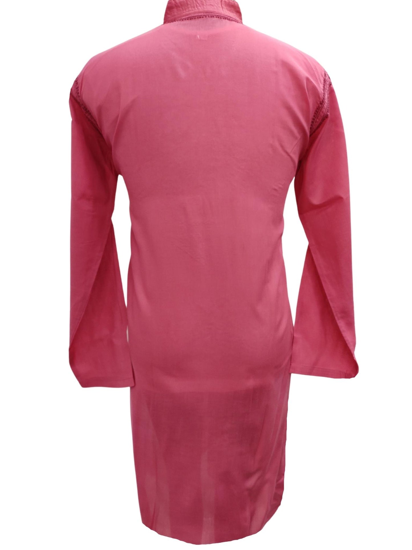 Shyamal Chikan Hand Embroidered Pink Cotton Lucknowi Chikankari Men's Kurta – S17274