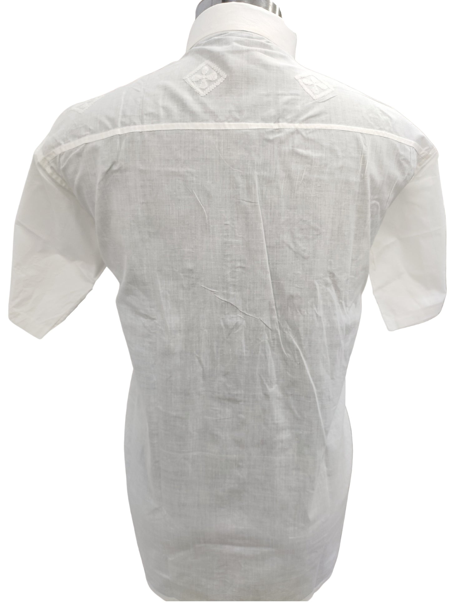 Shyamal Chikan Hand Embroidered White Cotton Lucknowi Chikankari Men's Shirt – S12511