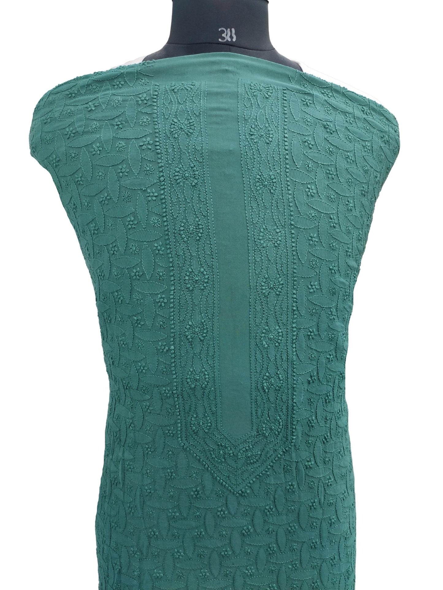 Shyamal Chikan Hand Embroidered Teal Viscose Georgette Lucknowi All-Over Chikankari Unstitched Men's Kurta Piece – S16723