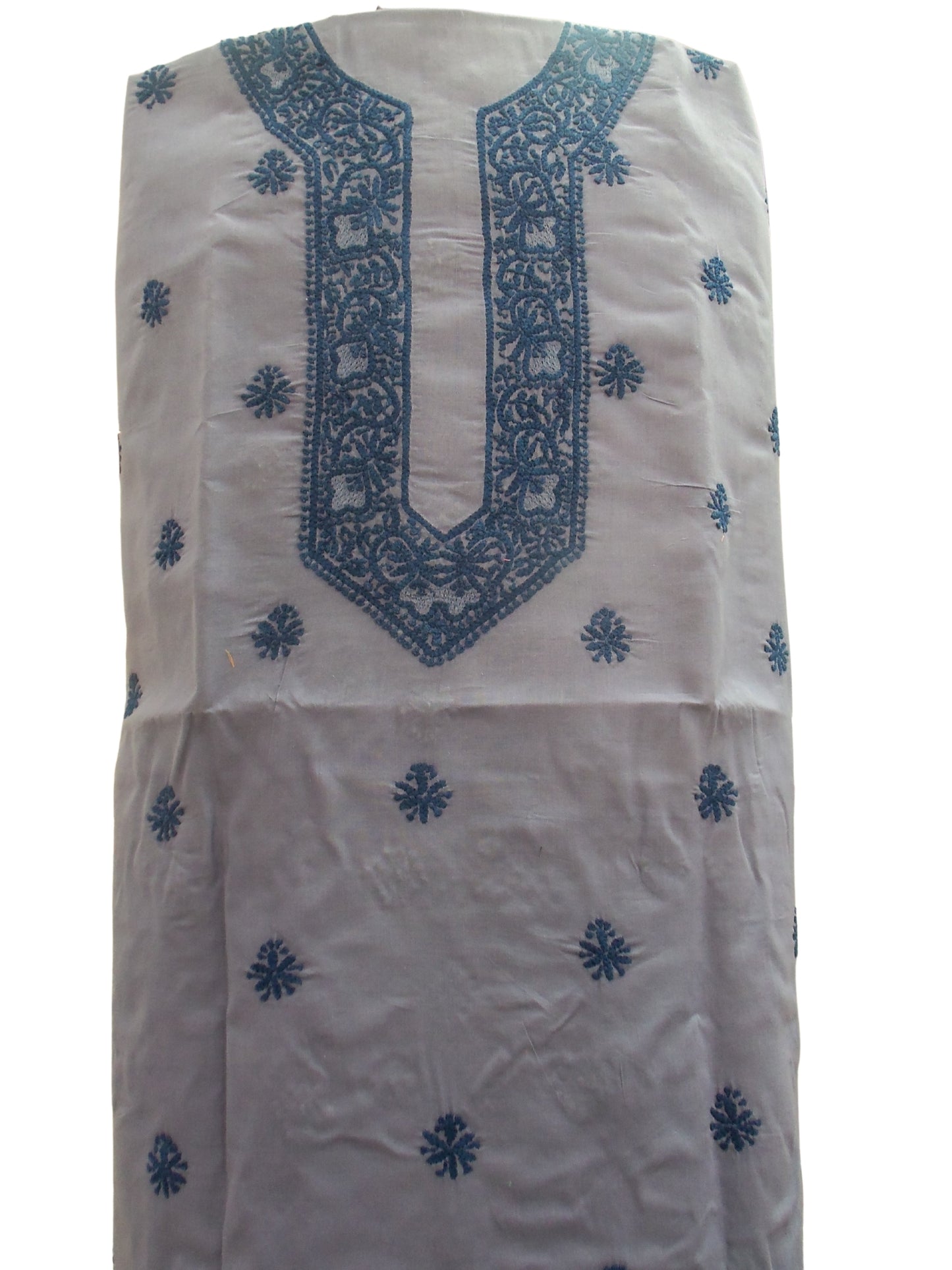 Shyamal Chikan Hand Embroidered Purple Cotton Lucknowi Chikankari Unstitched Men's Kurta Piece – S2855