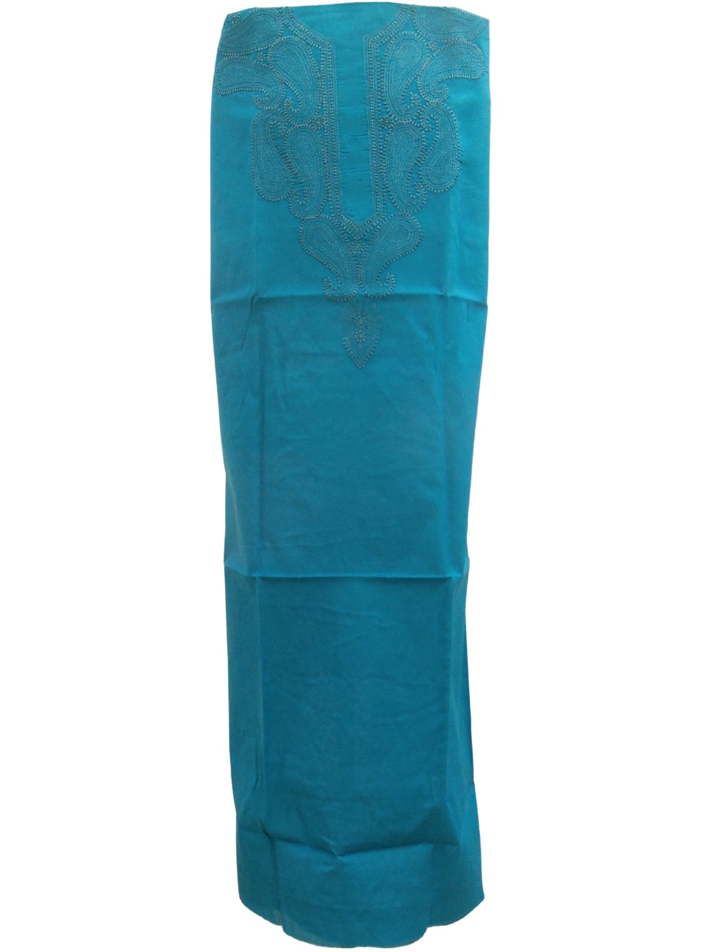 Shyamal Chikan Hand Embroidered Blue Cotton Lucknowi Chikankari Unstitched Men's Kurta Piece – S2862